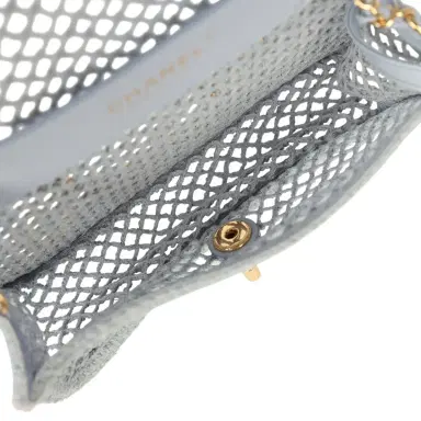 Chanel Chanel Small Coco Beach Macrame Flap Bag Light Blue Mesh Gold Hardware | Thumbnail 10