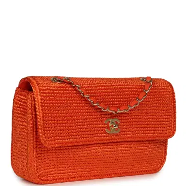 Chanel Chanel Small Coco Beach Small Flap Bag Orange Braided Raffia Gold Hardware | Thumbnail 2 Chanel Chanel Small Coco Beach Small Flap Bag Orange Braided Raffia Gold Hardware | Thumbnail 2