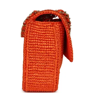 Chanel Chanel Small Coco Beach Small Flap Bag Orange Braided Raffia Gold Hardware | Thumbnail 3 Chanel Chanel Small Coco Beach Small Flap Bag Orange Braided Raffia Gold Hardware | Thumbnail 3