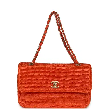 Chanel Chanel Small Coco Beach Small Flap Bag Orange Braided Raffia Gold Hardware | Thumbnail 7 Chanel Chanel Small Coco Beach Small Flap Bag Orange Braided Raffia Gold Hardware | Thumbnail 7