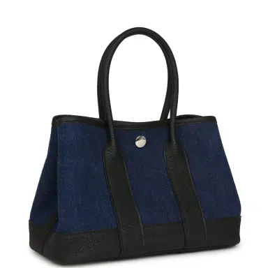 HERMÈS Hermes Garden Party Neo 23 Denim Moyen and Black Negonda Palladium Hardware | Thumbnail 2 HERMÈS Hermes Garden Party Neo 23 Denim Moyen and Black Negonda Palladium Hardware | Thumbnail 2