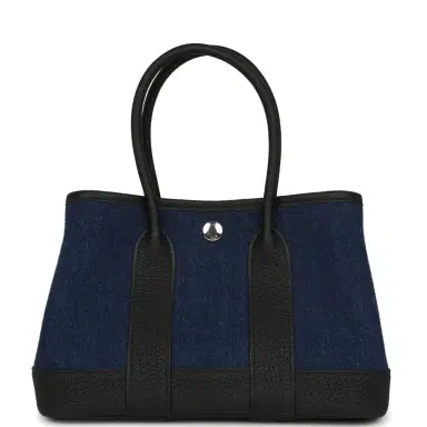 HERMÈS Hermes Garden Party Neo 23 Denim Moyen and Black Negonda Palladium Hardware | Thumbnail 4 HERMÈS Hermes Garden Party Neo 23 Denim Moyen and Black Negonda Palladium Hardware | Thumbnail 4