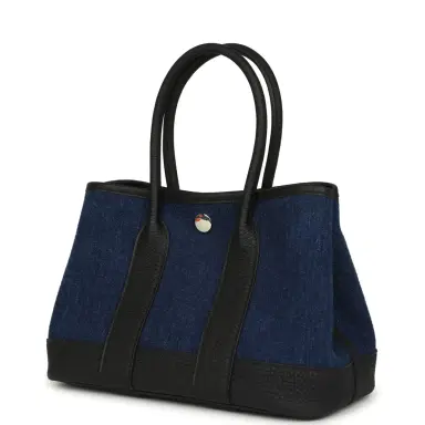 HERMÈS Hermes Garden Party Neo 23 Denim Moyen and Black Negonda Palladium Hardware | Thumbnail 5 HERMÈS Hermes Garden Party Neo 23 Denim Moyen and Black Negonda Palladium Hardware | Thumbnail 5