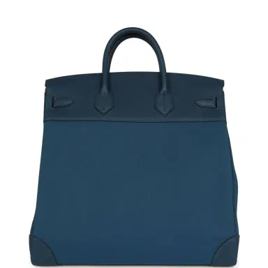 HERMÈS Hermes HAC Birkin 40 Bleu De Prusse Togo and Bleu Thalassa Militaire Canvas Palladium Hardware | Thumbnail 4 HERMÈS Hermes HAC Birkin 40 Bleu De Prusse Togo and Bleu Thalassa Militaire Canvas Palladium Hardware | Thumbnail 4