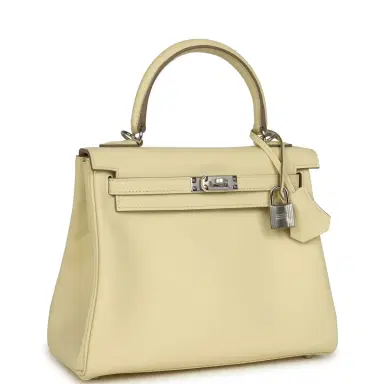 HERMÈS Hermes Kelly Retourne 25 Jaune Milton Swift Palladium Hardware | Thumbnail 2