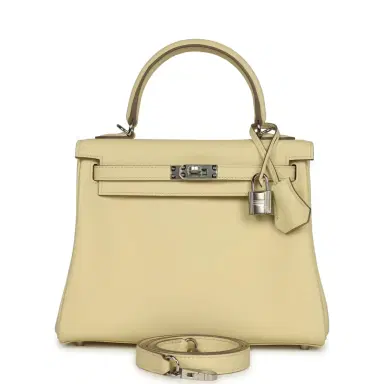 HERMÈS Hermes Kelly Retourne 25 Jaune Milton Swift Palladium Hardware | Thumbnail 1