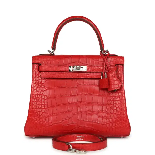 hermes Hermes Kelly Retourne 25 Rouge Radieux Matte Alligator Palladium Hardware
