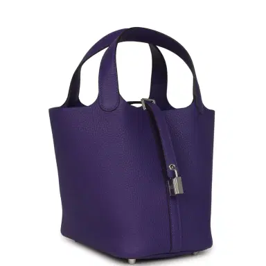 HERMÈS Hermes Picotin Lock 18 Purple Clemence Palladium Hardware | Thumbnail 2 HERMÈS Hermes Picotin Lock 18 Purple Clemence Palladium Hardware | Thumbnail 2