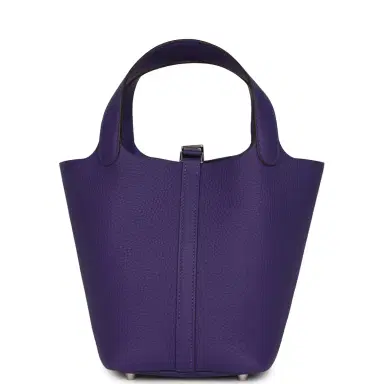 HERMÈS Hermes Picotin Lock 18 Purple Clemence Palladium Hardware | Thumbnail 4 HERMÈS Hermes Picotin Lock 18 Purple Clemence Palladium Hardware | Thumbnail 4