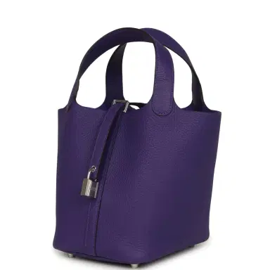 HERMÈS Hermes Picotin Lock 18 Purple Clemence Palladium Hardware | Thumbnail 5 HERMÈS Hermes Picotin Lock 18 Purple Clemence Palladium Hardware | Thumbnail 5