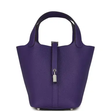 HERMÈS Hermes Picotin Lock 18 Purple Clemence Palladium Hardware | Thumbnail 1 HERMÈS Hermes Picotin Lock 18 Purple Clemence Palladium Hardware | Thumbnail 1