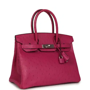 HERMÈS Pre-owned Hermes Birkin 30 Rose Poupre Ostrich Palladium Hardware | Thumbnail 2 HERMÈS Pre-owned Hermes Birkin 30 Rose Poupre Ostrich Palladium Hardware | Thumbnail 2