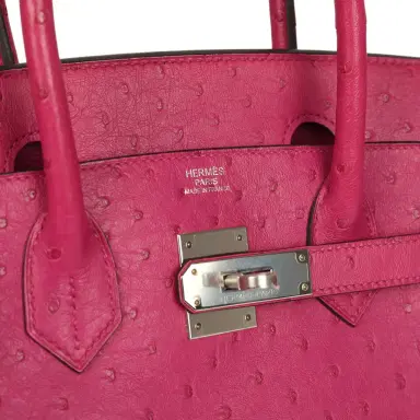 HERMÈS Pre-owned Hermes Birkin 30 Rose Poupre Ostrich Palladium Hardware | Thumbnail 7 HERMÈS Pre-owned Hermes Birkin 30 Rose Poupre Ostrich Palladium Hardware | Thumbnail 7