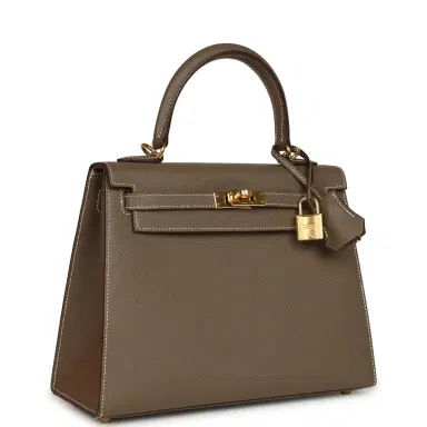 HERMÈS Pre-owned Hermes Kelly Sellier 25 Etoupe Epsom Gold Hardware | Thumbnail 2
