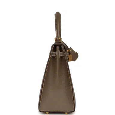 HERMÈS Pre-owned Hermes Kelly Sellier 25 Etoupe Epsom Gold Hardware | Thumbnail 3