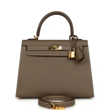 HERMÈS Pre-owned Hermes Kelly Sellier 25 Etoupe Epsom Gold Hardware | Thumbnail 1