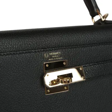 HERMÈS Pre-owned Hermes Special Order (HSS) Kelly Sellier 28 Black Chevre Mysore Permabrass Hardware | Thumbnail 7 HERMÈS Pre-owned Hermes Special Order (HSS) Kelly Sellier 28 Black Chevre Mysore Permabrass Hardware | Thumbnail 7