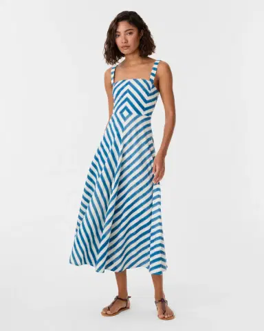 Emporio Sirenuse Margherita Dress in Ikat Stripes | Thumbnail 2 Emporio Sirenuse Margherita Dress in Ikat Stripes | Thumbnail 2