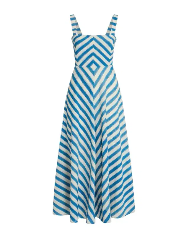 Margherita Dress in Ikat Stripes