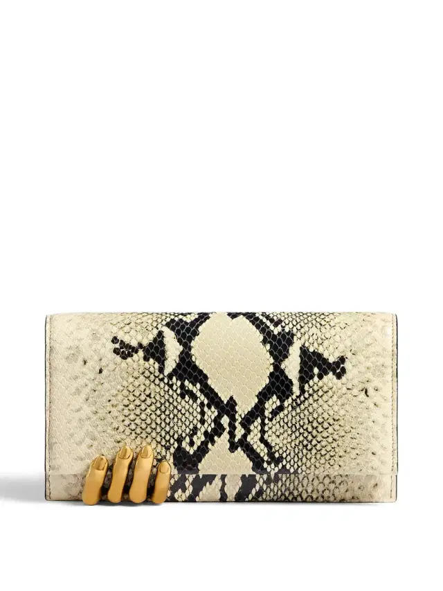 Python-Embossed Sculpted Hand Clutch