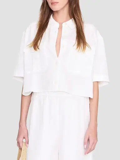 Anine Bing Women's Edith Linen-Blend Crop Shirt | Thumbnail 4 Anine Bing Women's Edith Linen-Blend Crop Shirt | Thumbnail 4