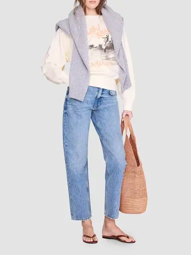 Anine Bing Women's Harry Shrunken Graphic Cotton Sweatshirt - Ecru - Size XS | Thumbnail 2 Anine Bing Women's Harry Shrunken Graphic Cotton Sweatshirt - Ecru - Size XS | Thumbnail 2