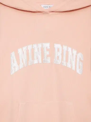 Anine Bing Women's Harvey Logo Cotton Fleece Hoodie - Blush - Size XXS | Thumbnail 5 Anine Bing Women's Harvey Logo Cotton Fleece Hoodie - Blush - Size XXS | Thumbnail 5