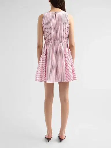 Cinq à Sept Women's Laylani Stripe Drawstring Minidress - Cotton Candy Crimson Plum - Size 14 | Thumbnail 3