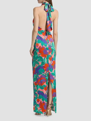 Ramy Brook Women's Tatiana Dahlia Print Halter Gown - Coral Floral - Size 16 | Thumbnail 5