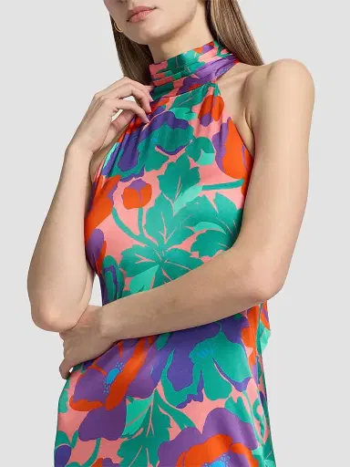 Ramy Brook Women's Tatiana Dahlia Print Halter Gown - Coral Floral - Size 16 | Thumbnail 6
