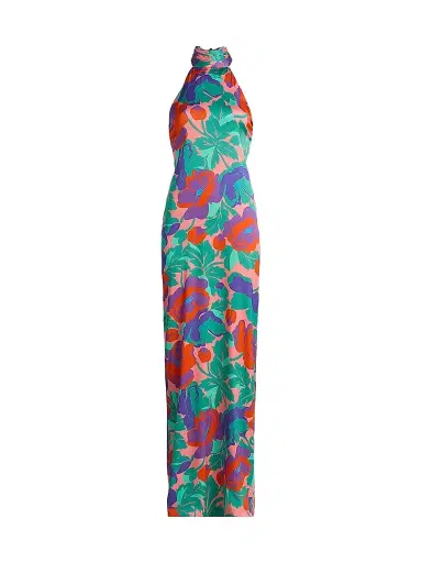 Ramy Brook Women's Tatiana Dahlia Print Halter Gown - Coral Floral - Size 16 | Thumbnail 1