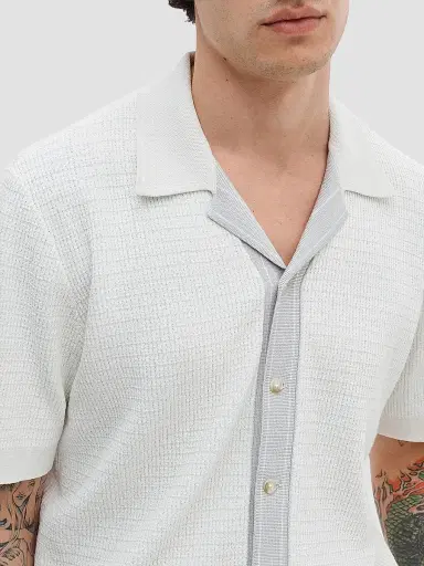 rag & bone Men's Harvey Knit Camp Shirt - Chalk - Size XXL | Thumbnail 5