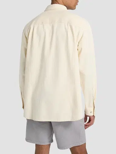rag & bone Men's Denim Long-Sleeve Polo Shirt - Ecru | Thumbnail 5