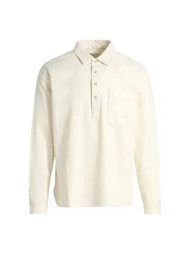 rag & bone Men's Denim Long-Sleeve Polo Shirt - Ecru | Thumbnail 1