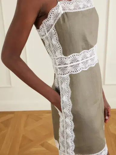 Staud Amalina Lace-trimmed Linen Mini Dress | Thumbnail 4 Staud Amalina Lace-trimmed Linen Mini Dress | Thumbnail 4