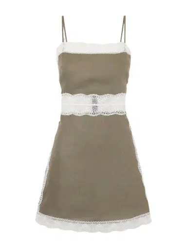 Staud Amalina Lace-trimmed Linen Mini Dress | Thumbnail 1 Staud Amalina Lace-trimmed Linen Mini Dress | Thumbnail 1