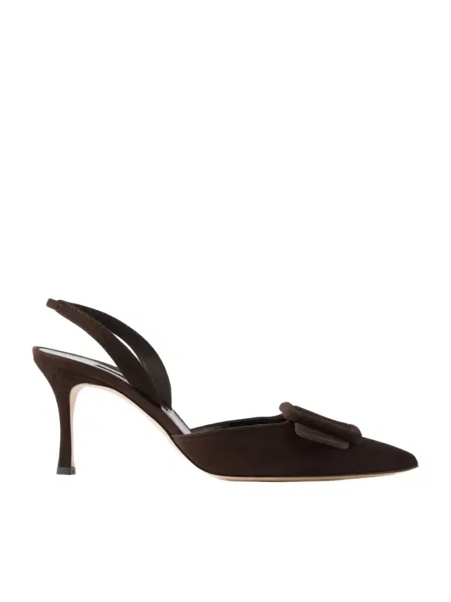 Manolo Blahnik Maysli 70 Buckle-detailed Suede Slingback Pumps