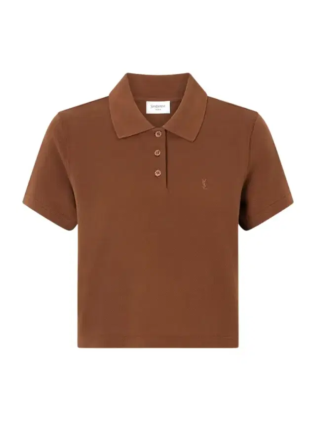 Cassandre-embroidered Cropped Cotton-piqué Polo Shirt