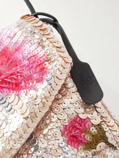 Valentino Garavani Devain Leather-trimmed Sequined Shoulder Bag | Thumbnail 5