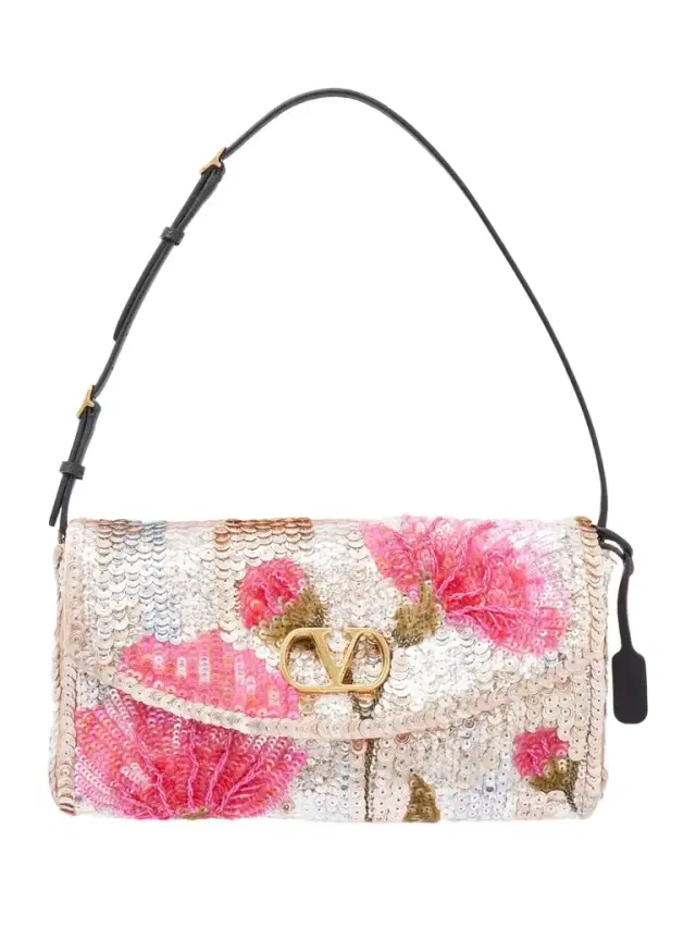 Valentino Garavani Devain Leather-trimmed Sequined Shoulder Bag