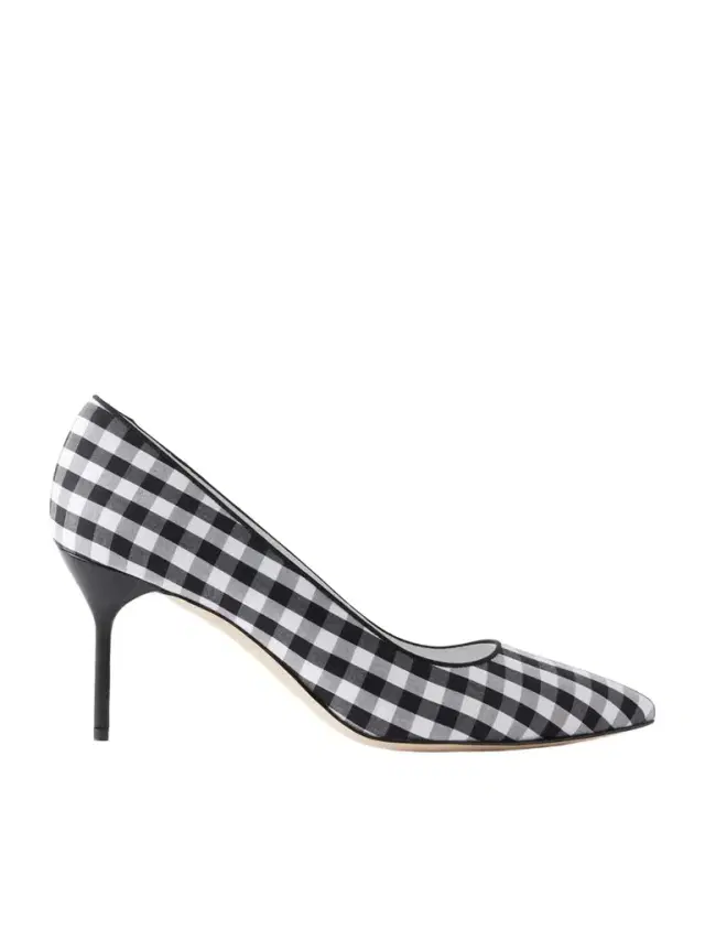 Manolo Blahnik Bb 70 Checked Woven Pumps