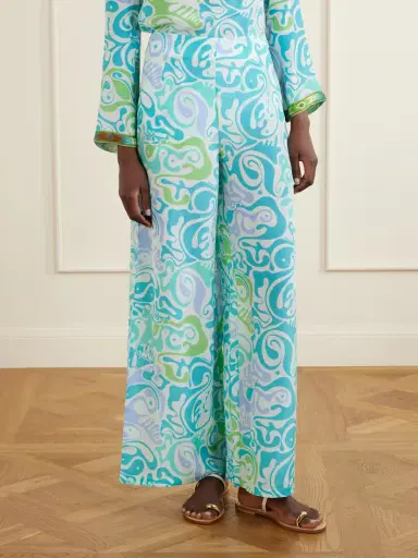 Emporio Sirenuse Stephan Printed Silk Wide-leg Pants | Thumbnail 3 Emporio Sirenuse Stephan Printed Silk Wide-leg Pants | Thumbnail 3