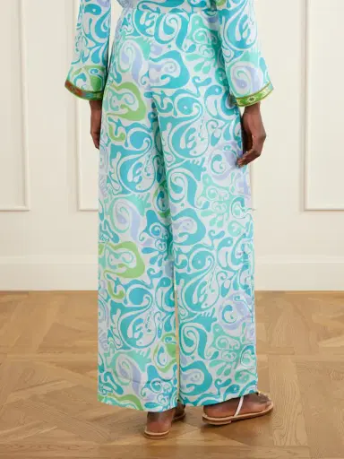Emporio Sirenuse Stephan Printed Silk Wide-leg Pants | Thumbnail 4 Emporio Sirenuse Stephan Printed Silk Wide-leg Pants | Thumbnail 4