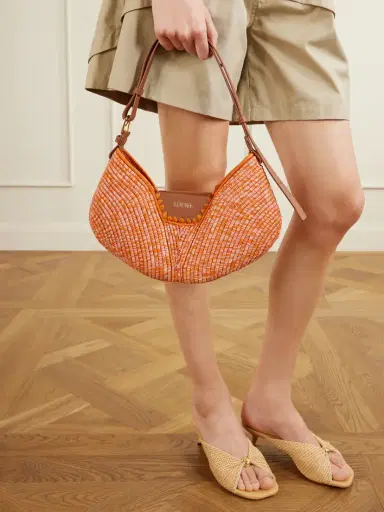Loewe + Paula's Ibiza Swing Medium Leather-trimmed Raffia Shoulder Bag | Thumbnail 2 Loewe + Paula's Ibiza Swing Medium Leather-trimmed Raffia Shoulder Bag | Thumbnail 2
