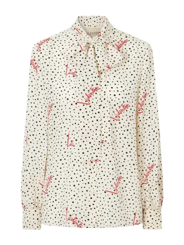 Valentino Garavani Pussy-bow Polka-dot Silk Crepe De Chine Blouse