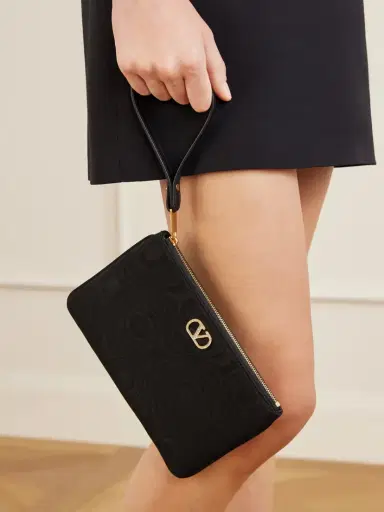 Valentino Garavani Vlogo Embellished Moire Clutch | Thumbnail 3