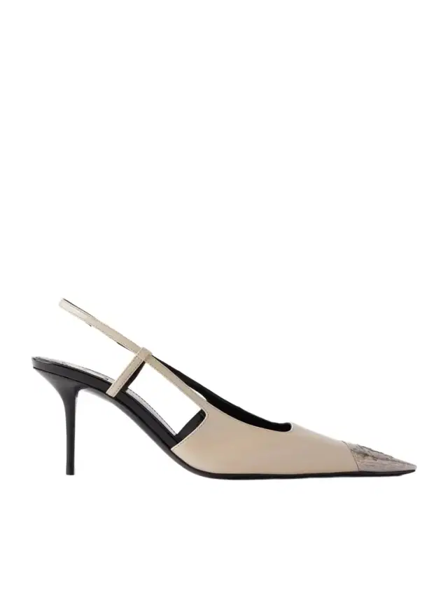 Jeanne Cassandre-embossed Leather Slingback Pumps