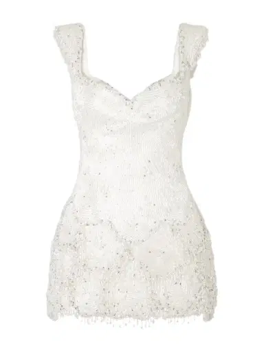 Clio Peppiatt Emma Scalloped Embellished Satin Mini Dress | Thumbnail 1