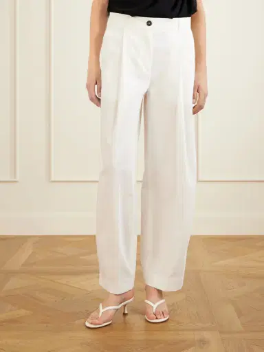 TOTEME Pleated Cotton Wide-leg Pants | Thumbnail 3