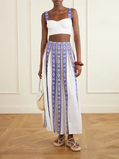 Emporio Sirenuse Aurelia Pleated Printed Linen Midi Skirt | Thumbnail 2 Emporio Sirenuse Aurelia Pleated Printed Linen Midi Skirt | Thumbnail 2